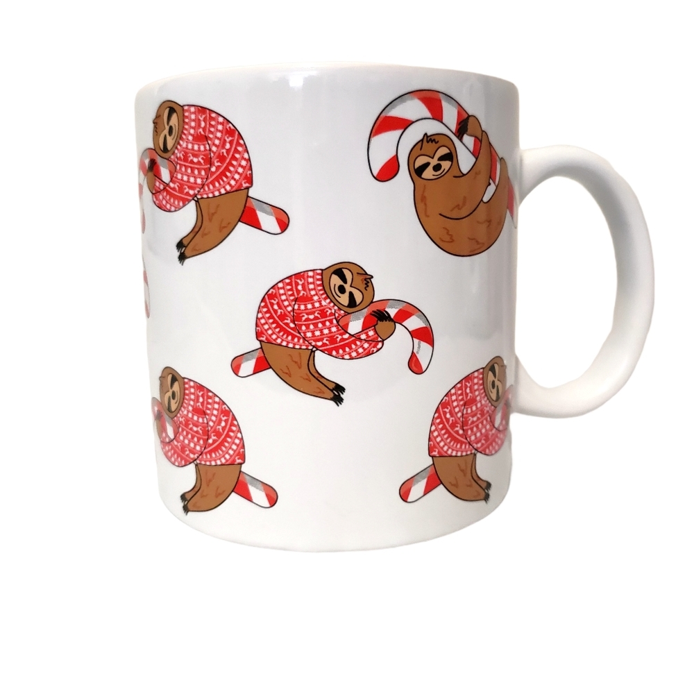 Morris National Christmas candy cane Sloth Mug